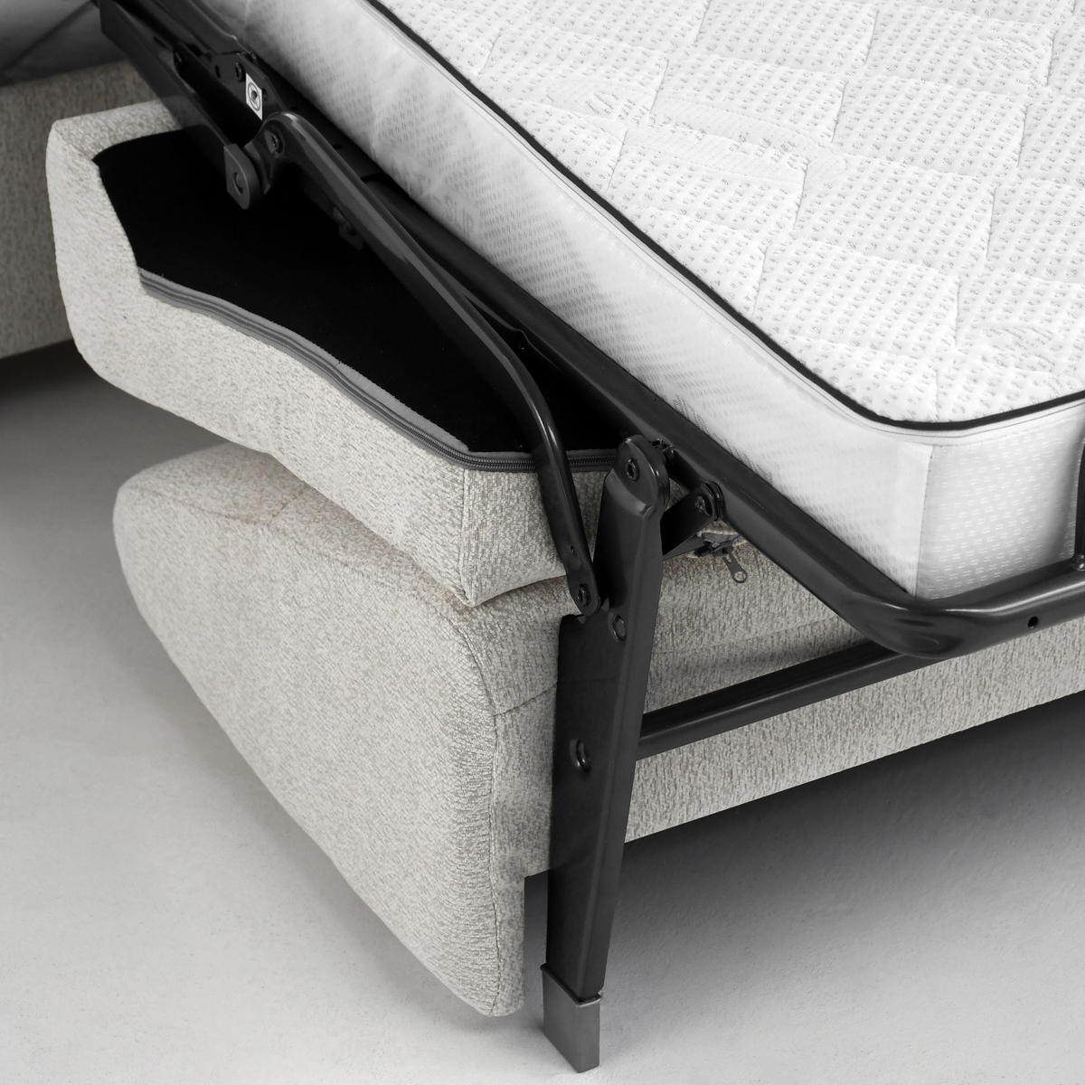 SCHLAFSOFA Pireus mit italienischem Gestell, 180x200, Beige - Beige/Schwarz, Textil (250/90/100cm) - Beautysofa