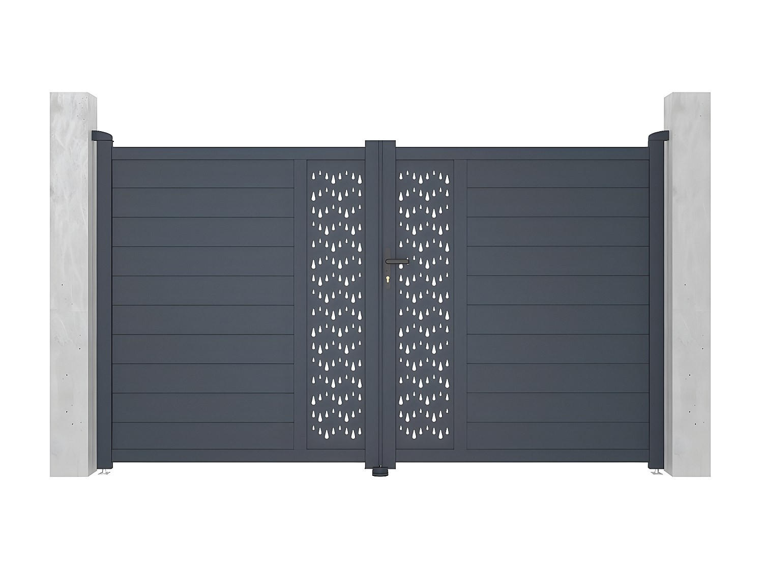 FLÜGELTOR - 300cm x 4.6cm - Aluminium - anthrazitgrau - GREGOR - Anthrazit, Metall (300/176cm) - Vente-Unique