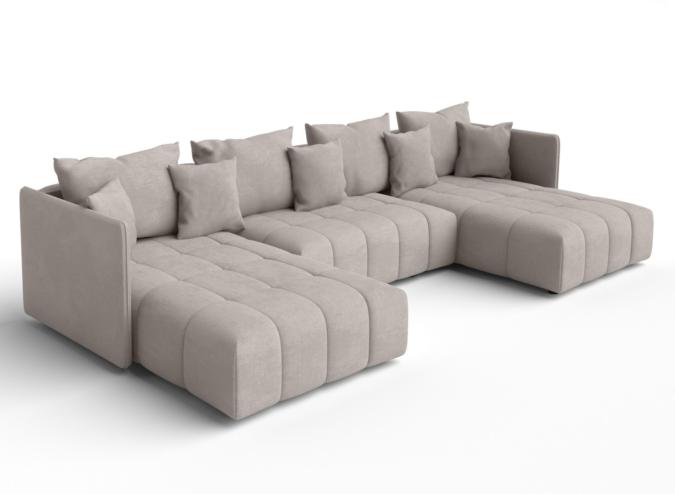 WOHNLANDSCHAFT Mersino Beige 353/180/83 cm – Wohnlandschaft fürs Wohnzimmer - Beige/Schwarz, Kunststoff/Textil (353/83/180cm) - AX Living