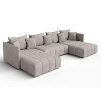 WOHNLANDSCHAFT Mersino Beige 353/180/83 cm – Wohnlandschaft fürs Wohnzimmer - Beige/Schwarz, Kunststoff/Textil (353/83/180cm) - AX Living