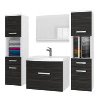 BADMÖBEL Badezimmer SET PRI M6, Ebenholz Matt, 120 cm - Schwarz, Holz (38.7/113.5/120cm) - B BELINI GROUP
