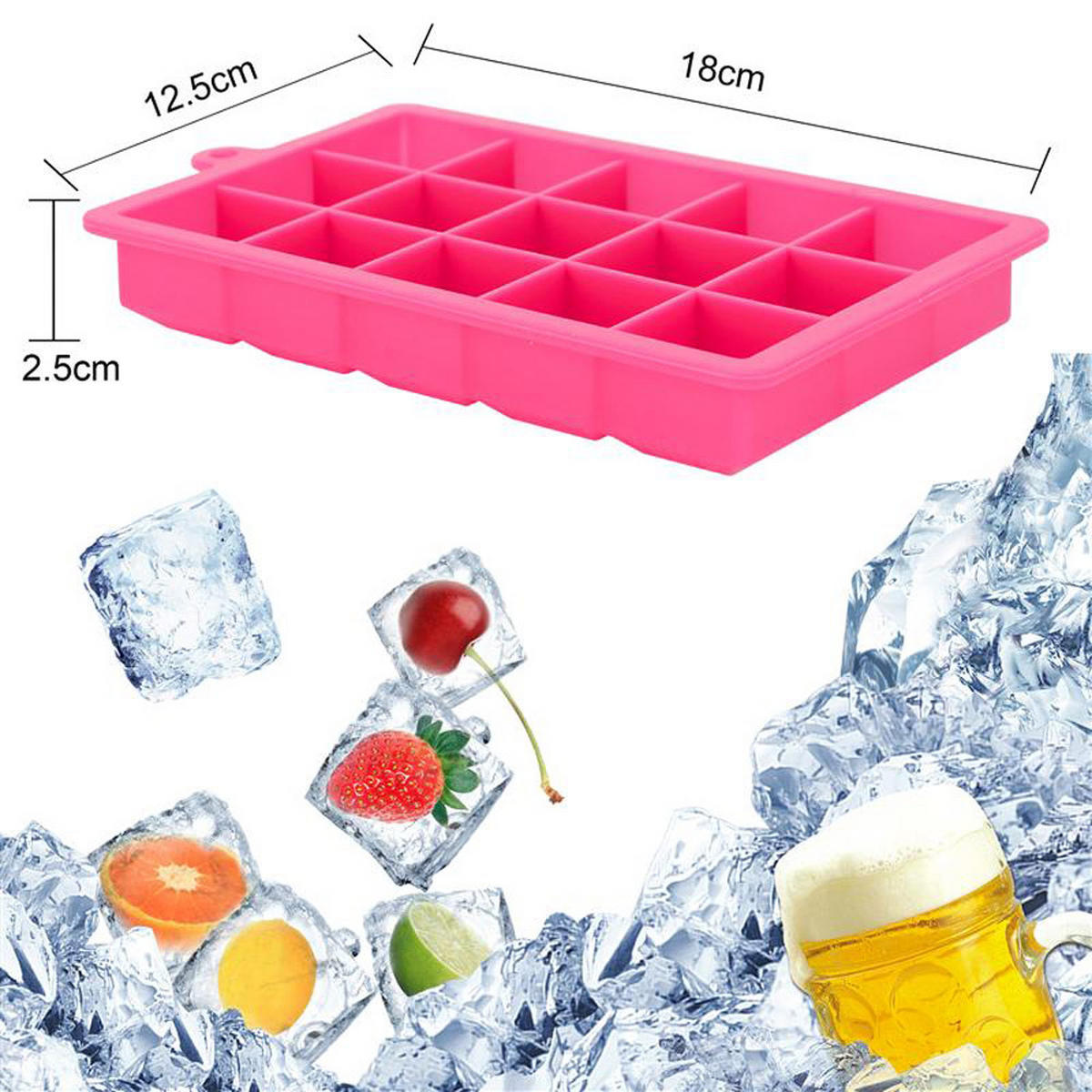 EISWÜRFELFORM 2er Set - Rosa, Kunststoff (13/2.5/18cm) - Intirilife