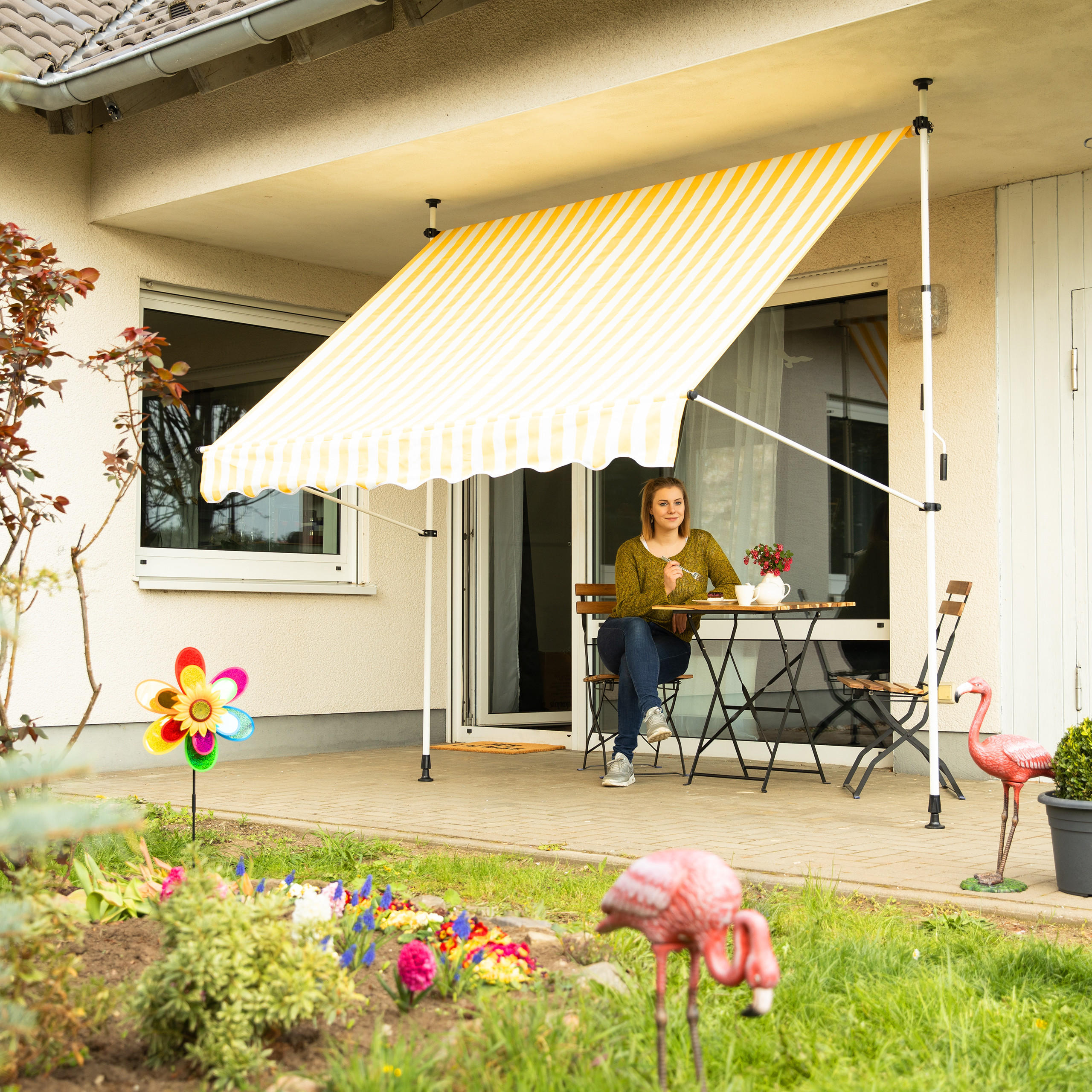 KLEMMMARKISE - Multicolor, Textil/Metall (200/300/120cm) - Relaxdays