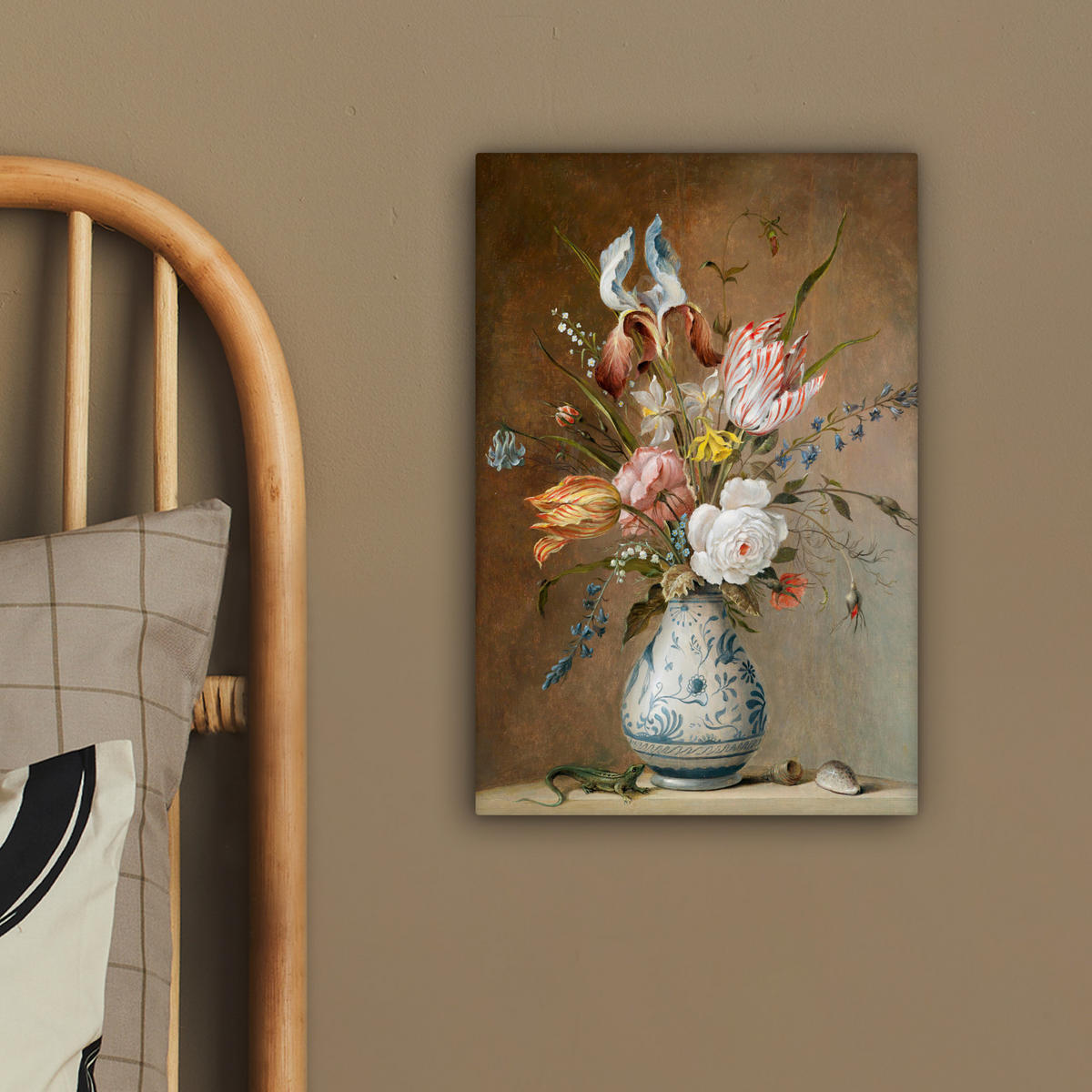 LEINWANDBILD Alte Meister - Blumen - Balthasar van der Ast 20x30 cm - Hellbraun, Textil (20/30cm) - MuchoWow