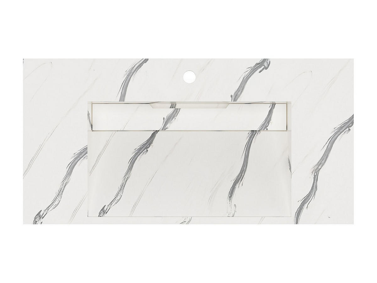 HÄNGEWASCHBECKEN - 90.2cm x 45.2cm - Solid Surface - schwarz, weiß - TAKOTNA - Schwarz, Stein (90.2/8/45.2cm) - Vente-Unique