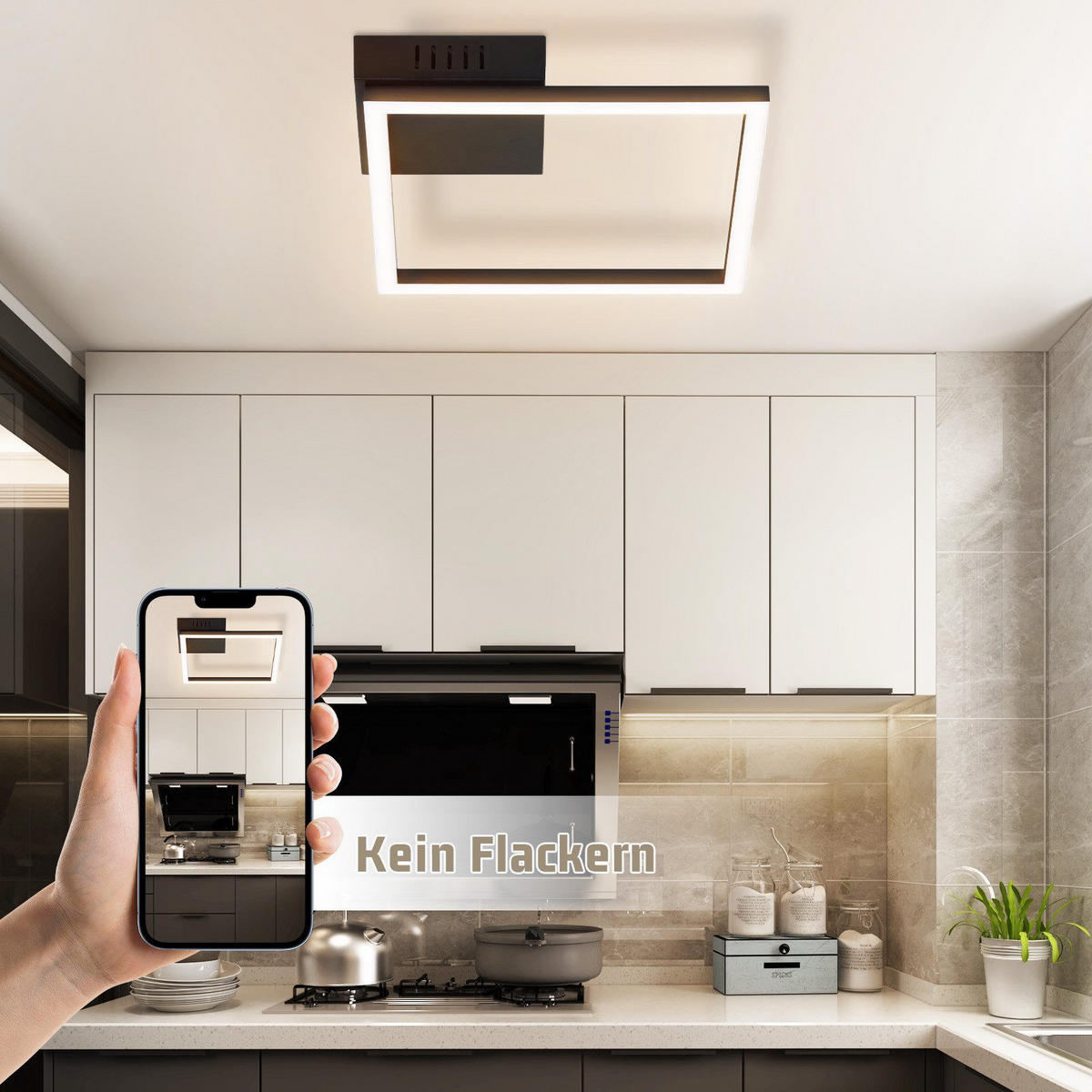 LED-DECKENLEUCHTE Madera 26/26/4.7cm - Schwarz, Kunststoff (26/26/4.7cm) - Nettlife
