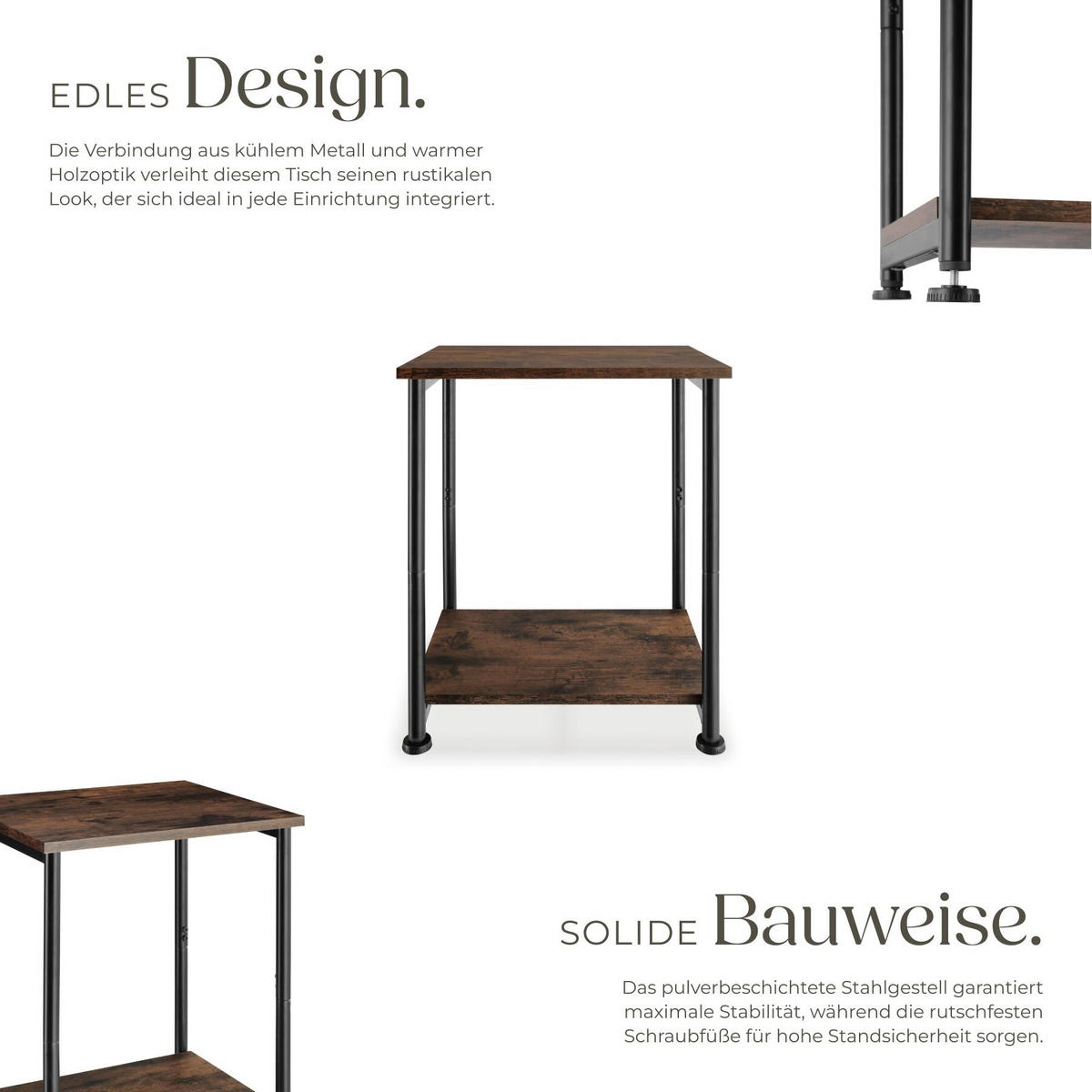 BEISTELLTISCH Yonkers, 38,5 x 30 x 51,5 cm, Industrial Holz dunkel, rustikal - Rostfarben, Holzwerkstoff (30/38.5/51.5cm) - tectake