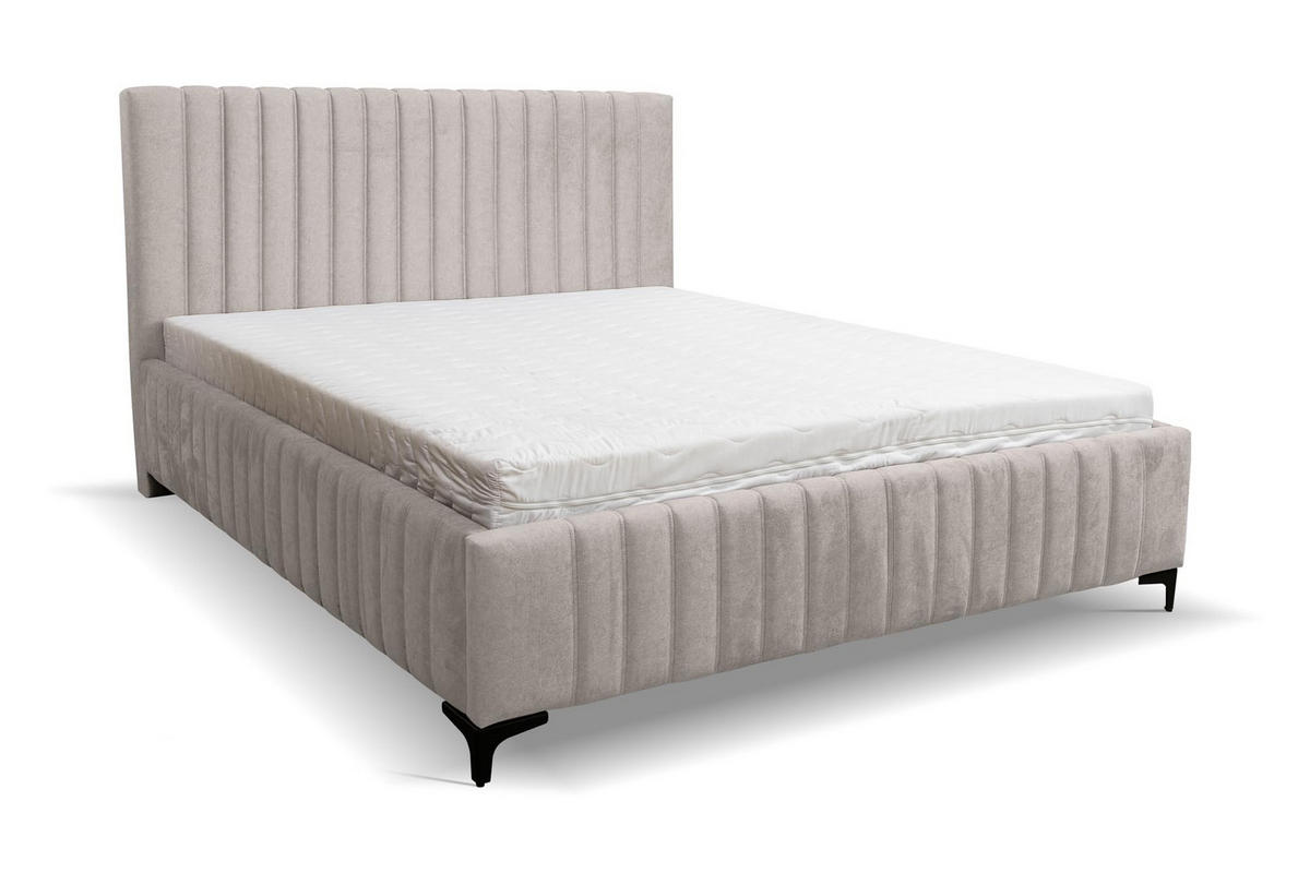 POLSTERBETT QUANT mit Bettkasten Velour Stoff 180 x 200 cm - Beige, Holzwerkstoff (180/200cm) - VENASI MÖBEL