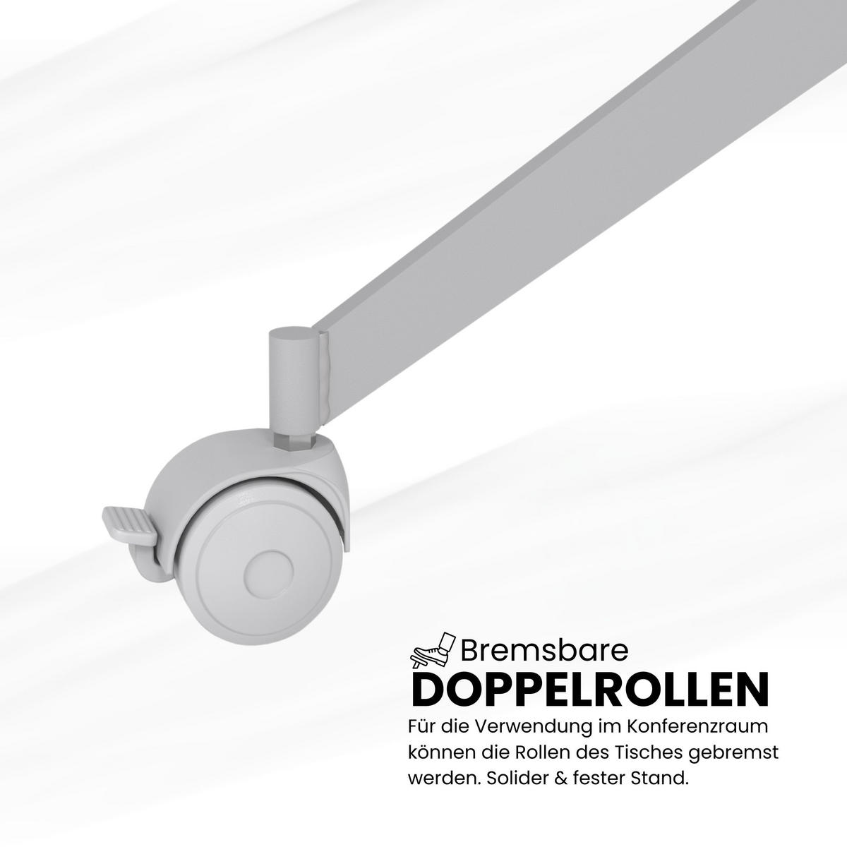KLAPPTISCH fahrbar KF 80/160/75 cm in Weiß - Weiß, Holzwerkstoff (80/160/75cm) - bümö
