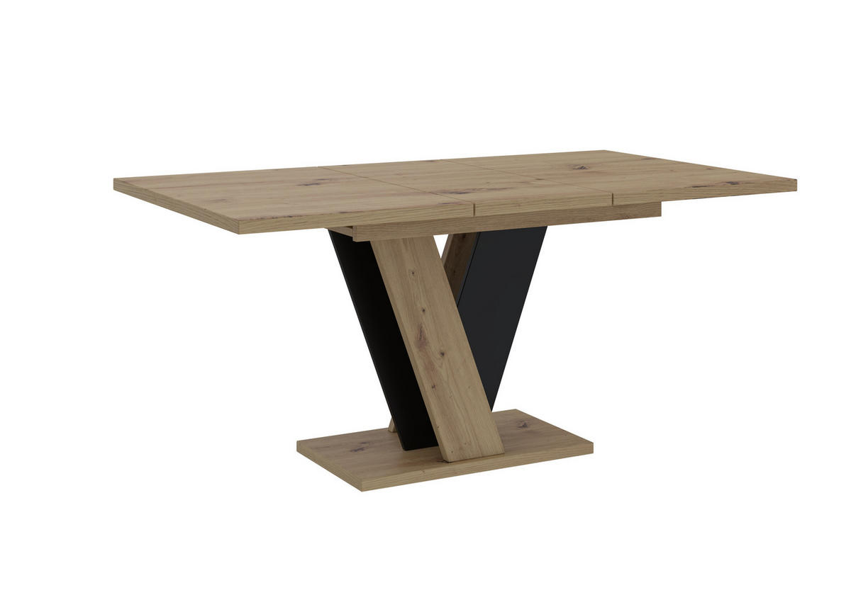ESSTISCH Ausziehbar 120 - 160 cm Artisan Eiche Holzoptik und Schwarz - Schwarz/Eiche Artisan, Holzwerkstoff (120/90/75cm) - PROSPERO
