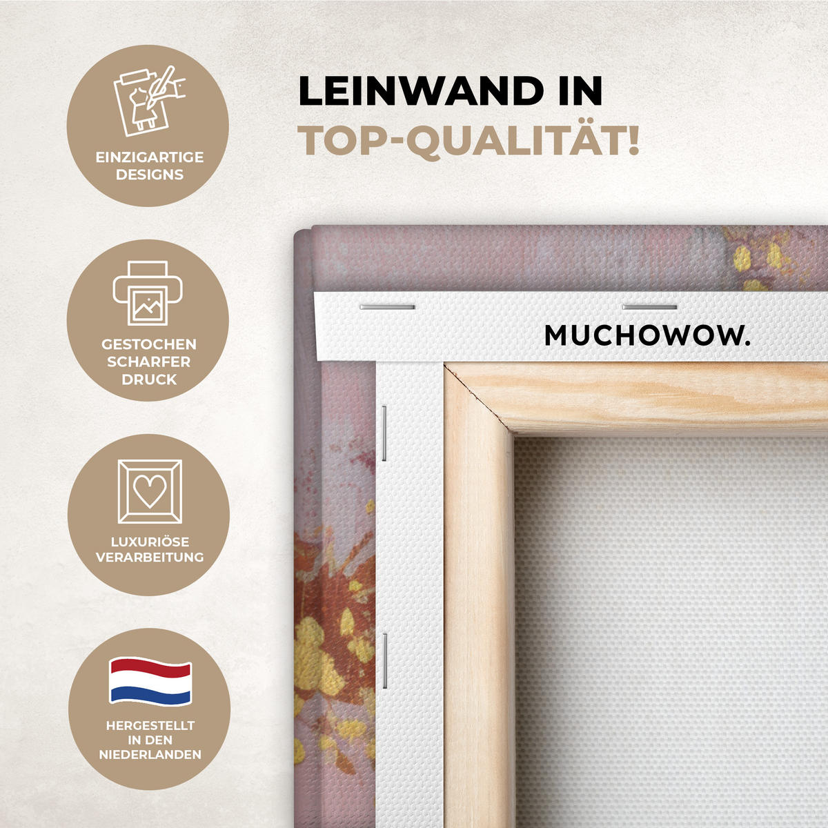 LEINWANDBILD Malerei - Blumen - Rustikal - Rosa Wandbilder 80x60 cm - Altrosa, Textil (80/60cm) - MuchoWow