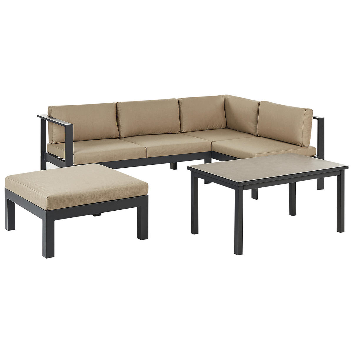 LOUNGE-SET 5-Sitzer Schwarz Messina - Beige/Schwarz, Metall - Beliani