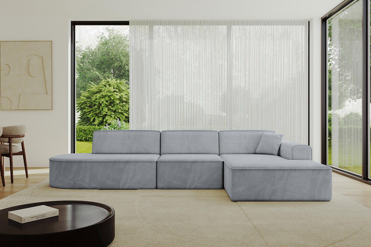 ECKSOFA Ottomane Rechts IREA-L2-v3 - 327x165x77 cm Grau - Titanfarben, Holzwerkstoff/Textil (327/165cm) - ALTDECOR