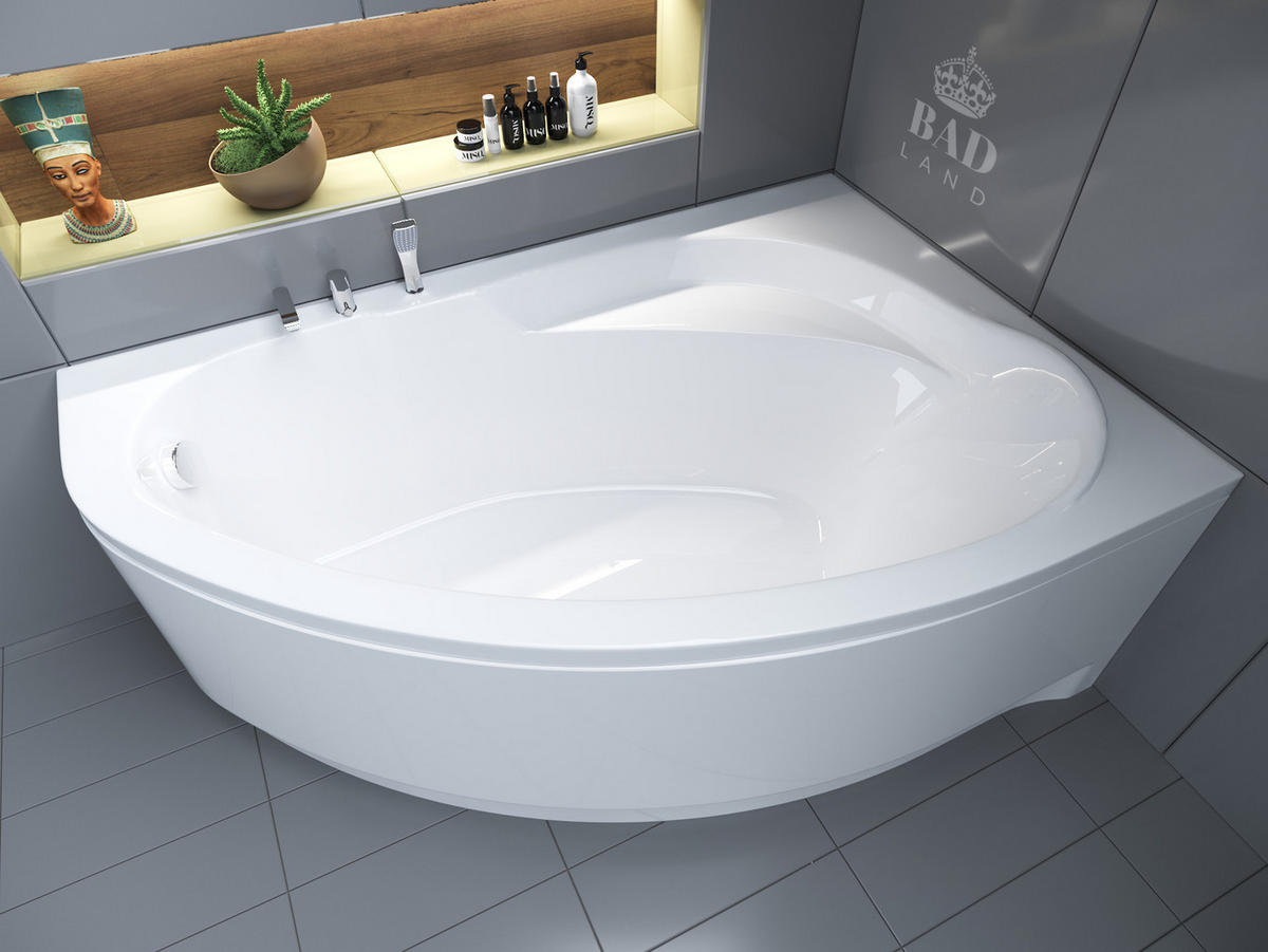 BADEWANNE Eckwanne MAREA 150/100 Rechts Ablauf & Füße - Weiß, Kunststoff (100/57.5/150cm) - bad land