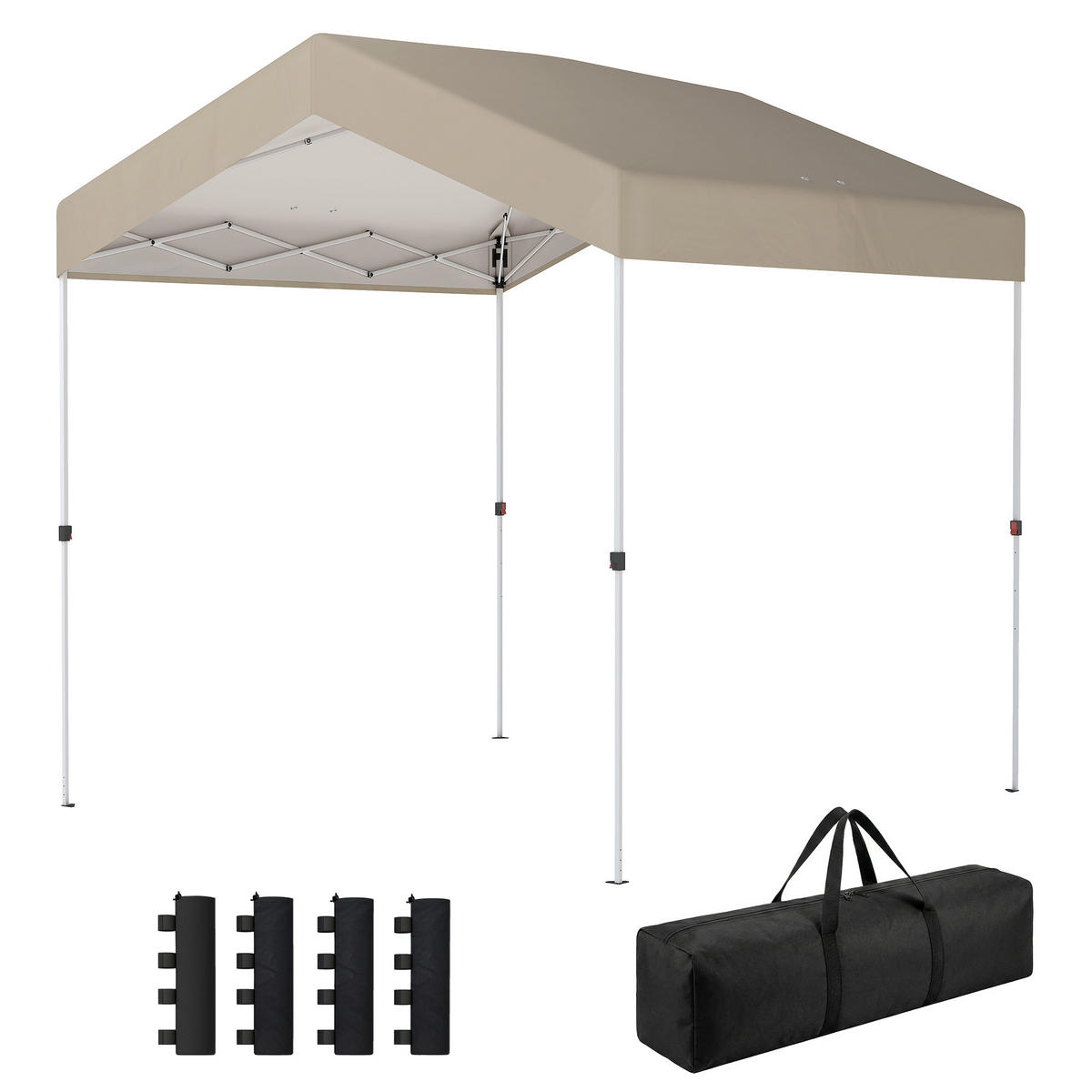 PAVILLON, 2,4 x 2,4 m, Pop-up, UPF 50+, höhenverstellbar, Beige - Beige, Metall (239/257/241cm) - Vallsero
