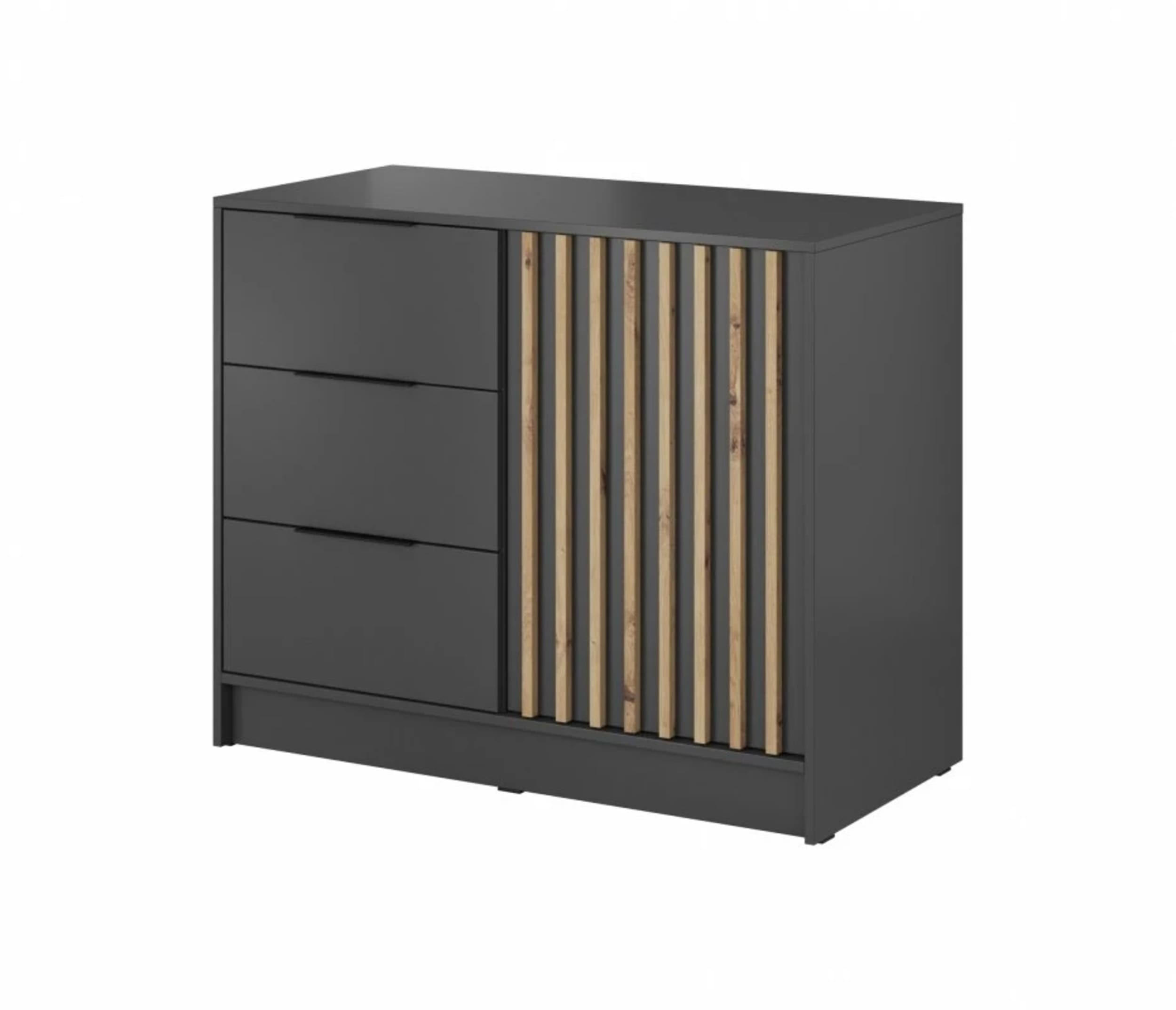 KOMMODE - JOHN 2D Graphit - Graphitfarben, Holzwerkstoff (105/86/51cm)