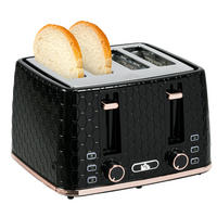 TOASTER DE-07946 4-Scheiben, 7 Bräunungsstufen, Wabenstruktur Schwarz - Schwarz, Kunststoff (27.6/18.9/29.3cm) - ComfortXL