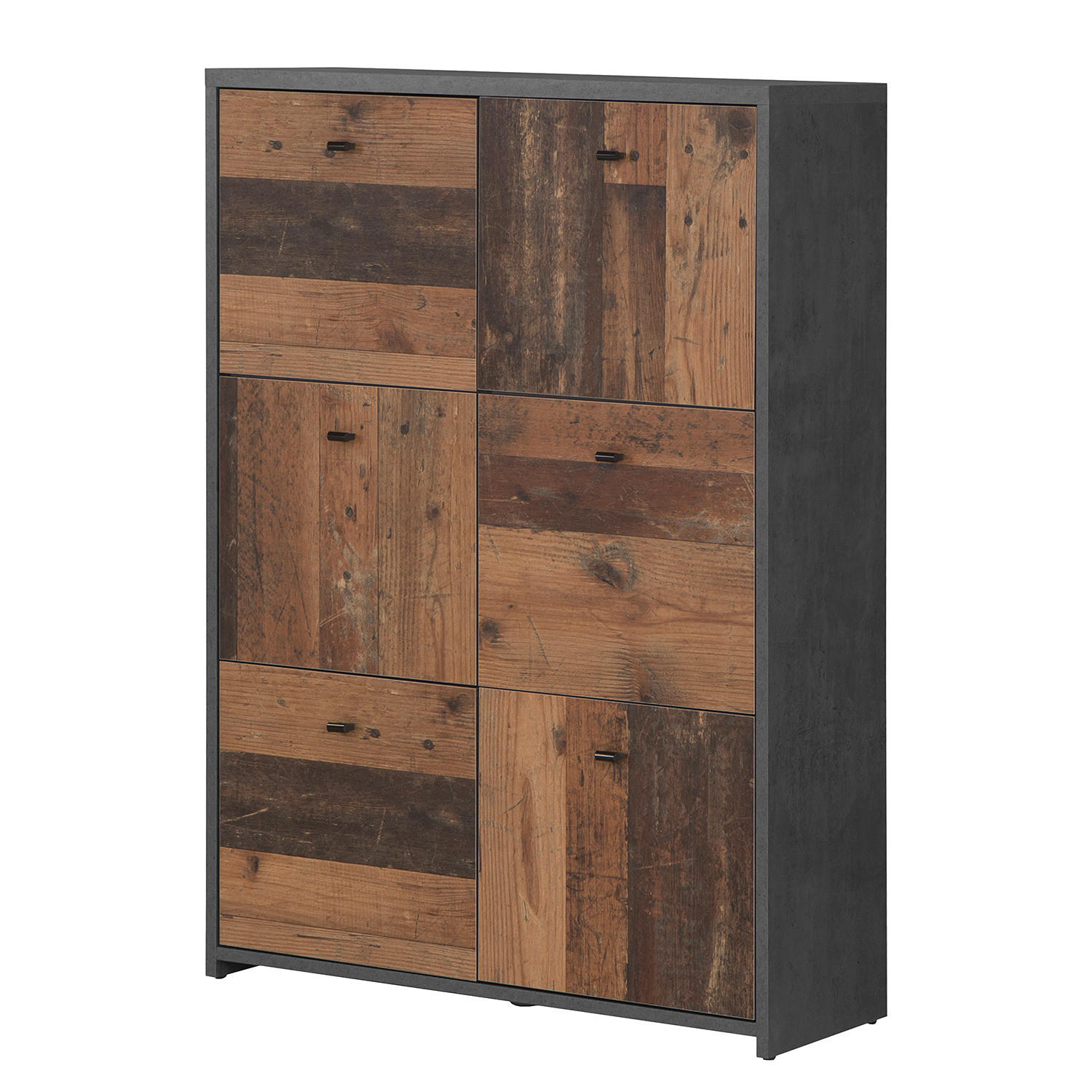 KOMMODE - Dunkelgrau/Schwarz, Holzwerkstoff/Kunststoff (77/113/30cm) - home24