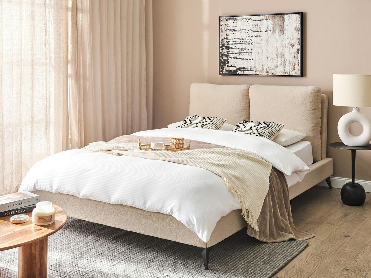 POLSTERBETT 140/200cm Helles Beige Melle - Beige, Textil (140/200cm) - Beliani