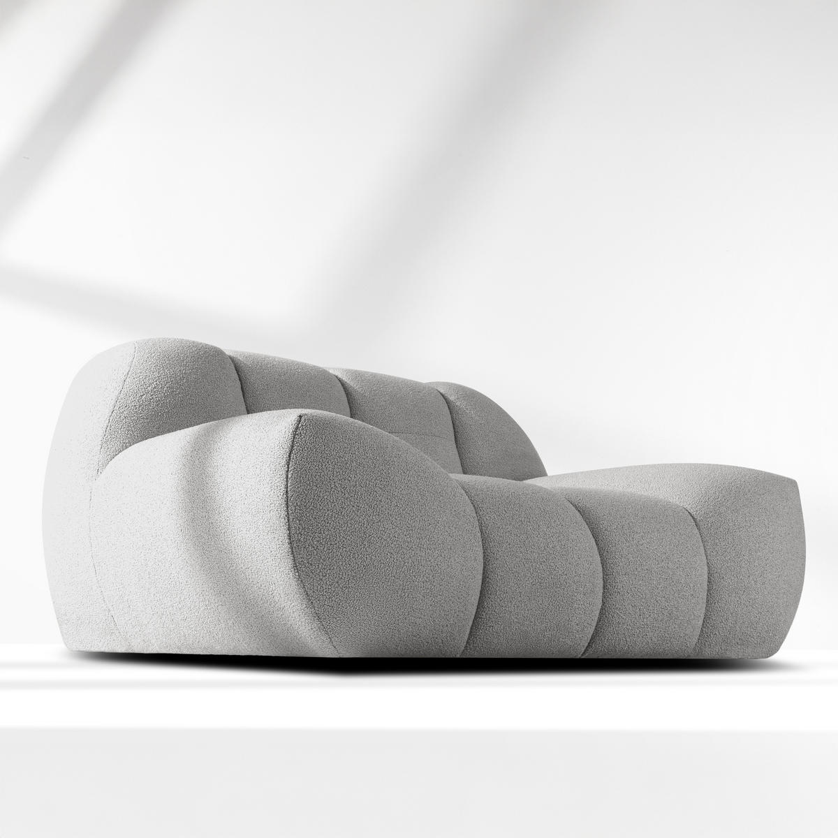 SESSEL VENA Bouclé, Hellgrau - Hellgrau, Holz/Textil (135/72/105cm) - KONSIMO®