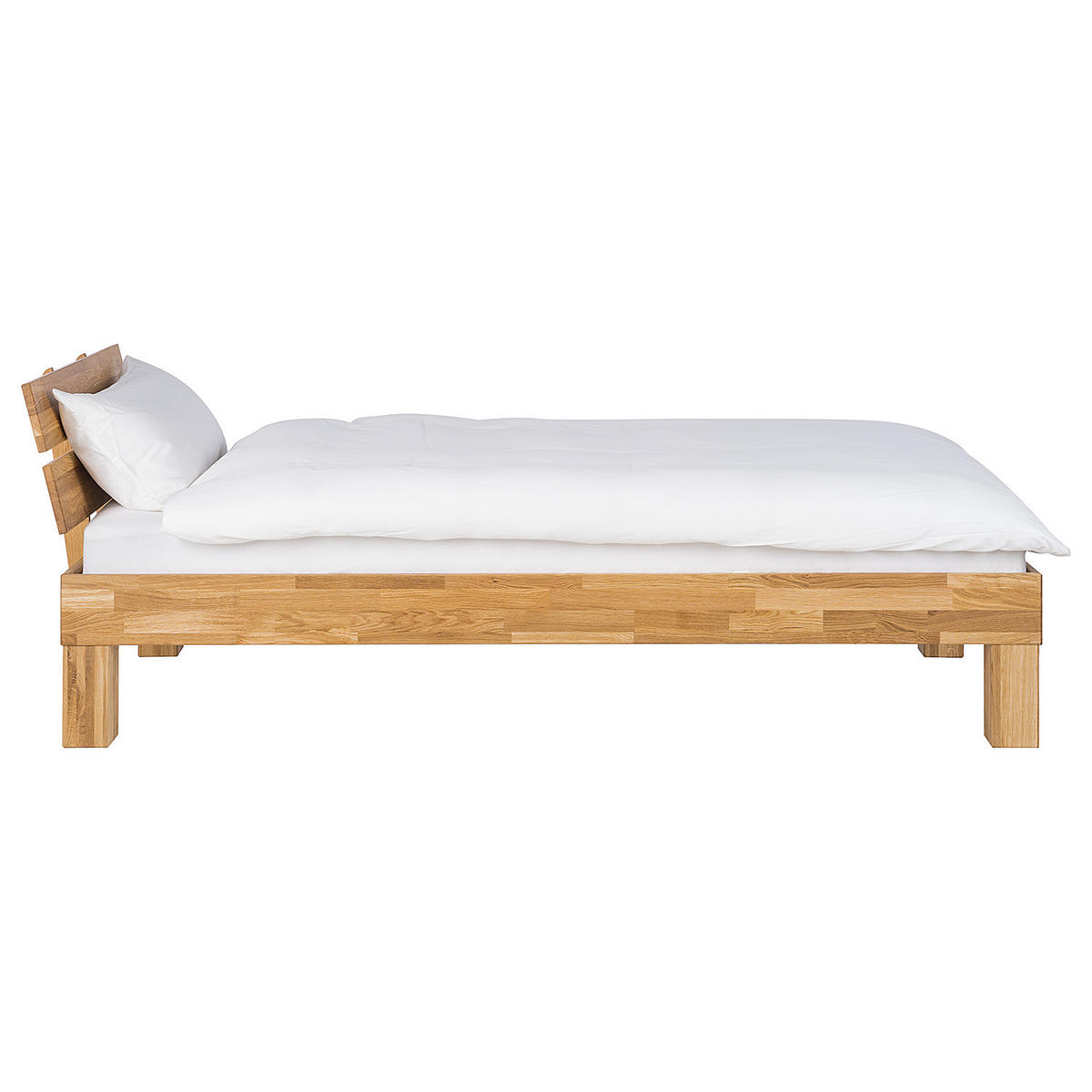 MASSIVHOLZBETT - Braun - Eichefarben, Holz (90/200cm) - home24