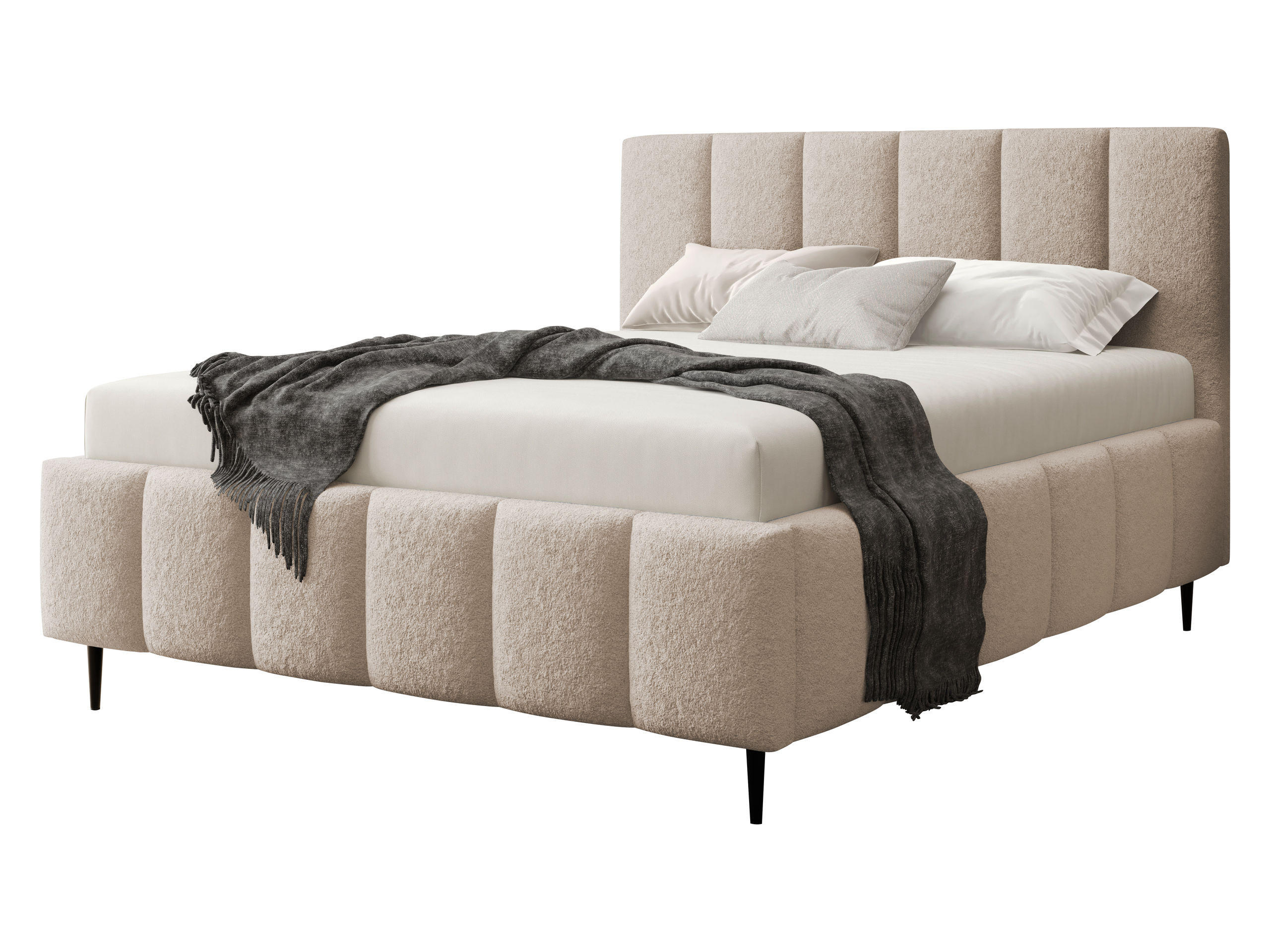 POLSTERBETT Lunaro Leg - Beige/Schwarz, Holz/Textil (180/200cm) - MIRJAN24