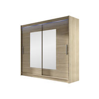 KLEIDERSCHRANK London VII, mit RGB LED Beleuchtung - Silberfarben/Sonoma Eiche, Holzwerkstoff/Kunststoff (180/215/58cm) - MIRJAN24