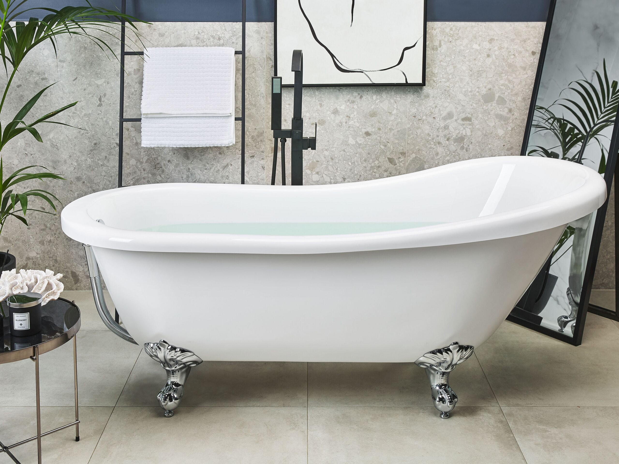 BADEWANNE 77x153x74 cm weiß Cayman - Weiß, Kunststoff (77/74/153cm) - Beliani