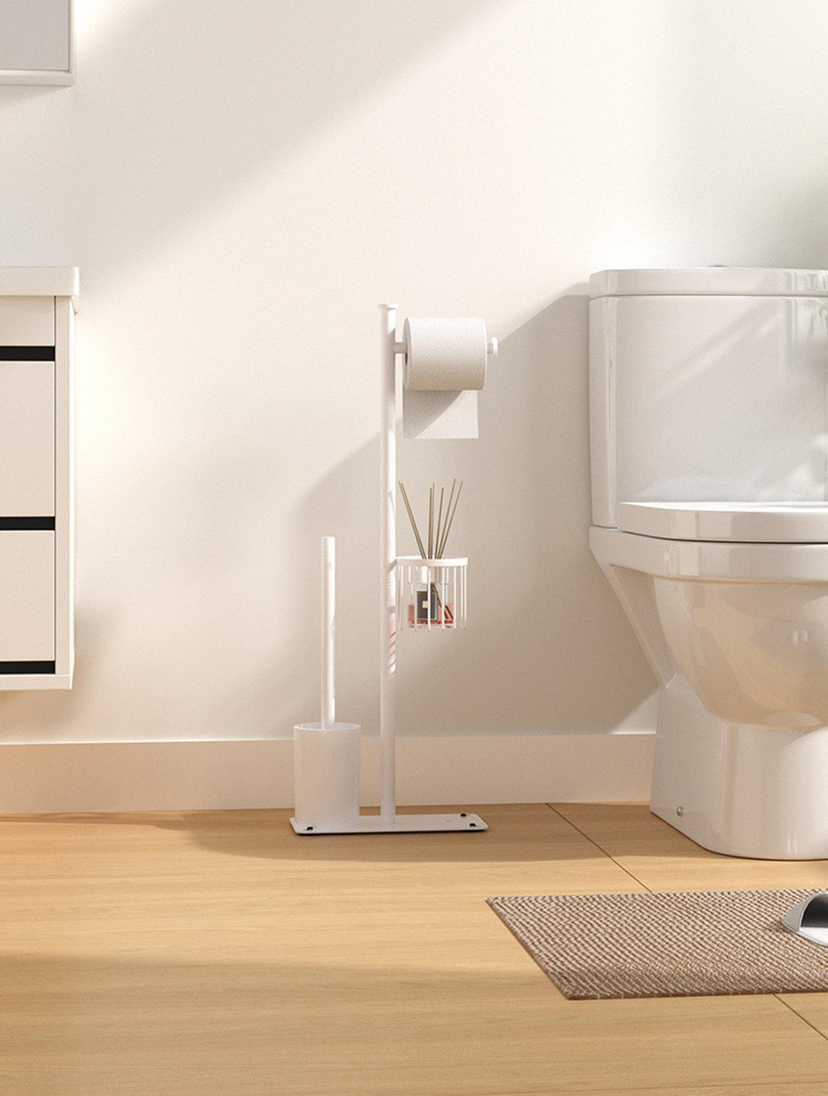 TOILETTENBÜRSTENHALTER – (Weiß) 24 x 12 x 66 cm - Weiß, Metall (12/66/24cm)