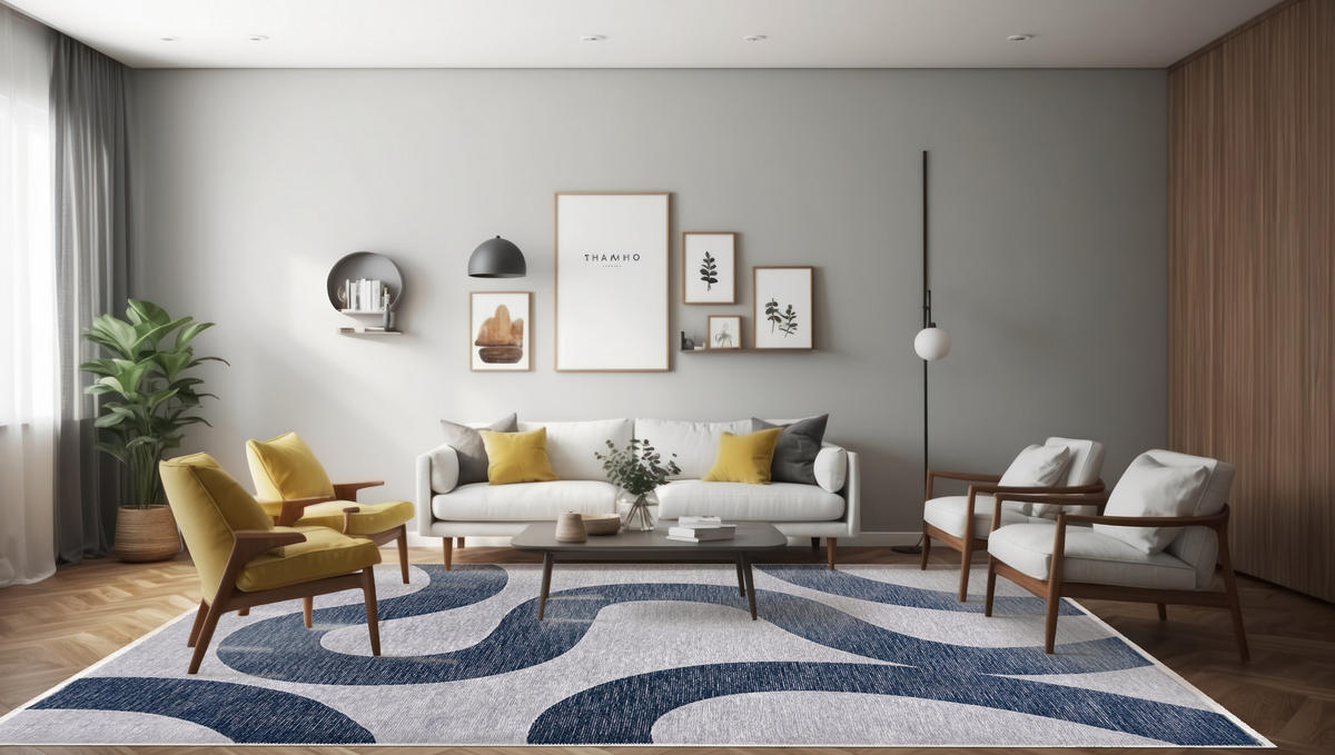 TEPPICH Zweiseitiger Graphit Modern Geometrisch - Kurzflor Rechteckig Weich - Blau Grau - 200 x 300 cm - Blau/Grau, Textil (200/300cm) - Mazovia