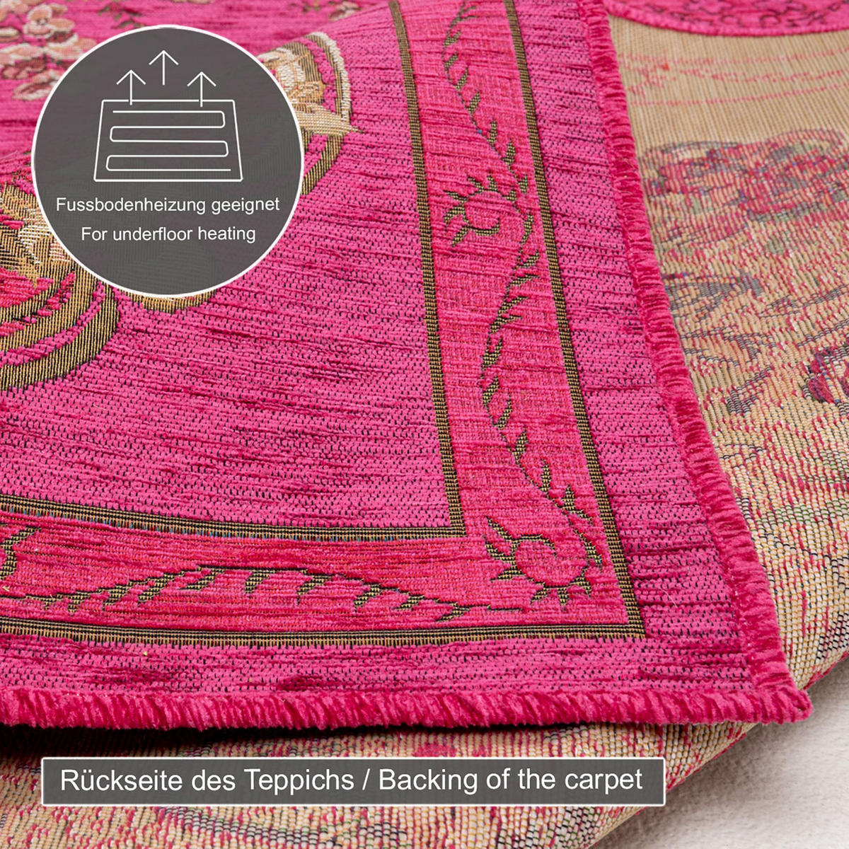 FLACHWEBTEPPICH Flomi Florence 80x150 cm - Pink, Textil (80/150cm) - THEKO