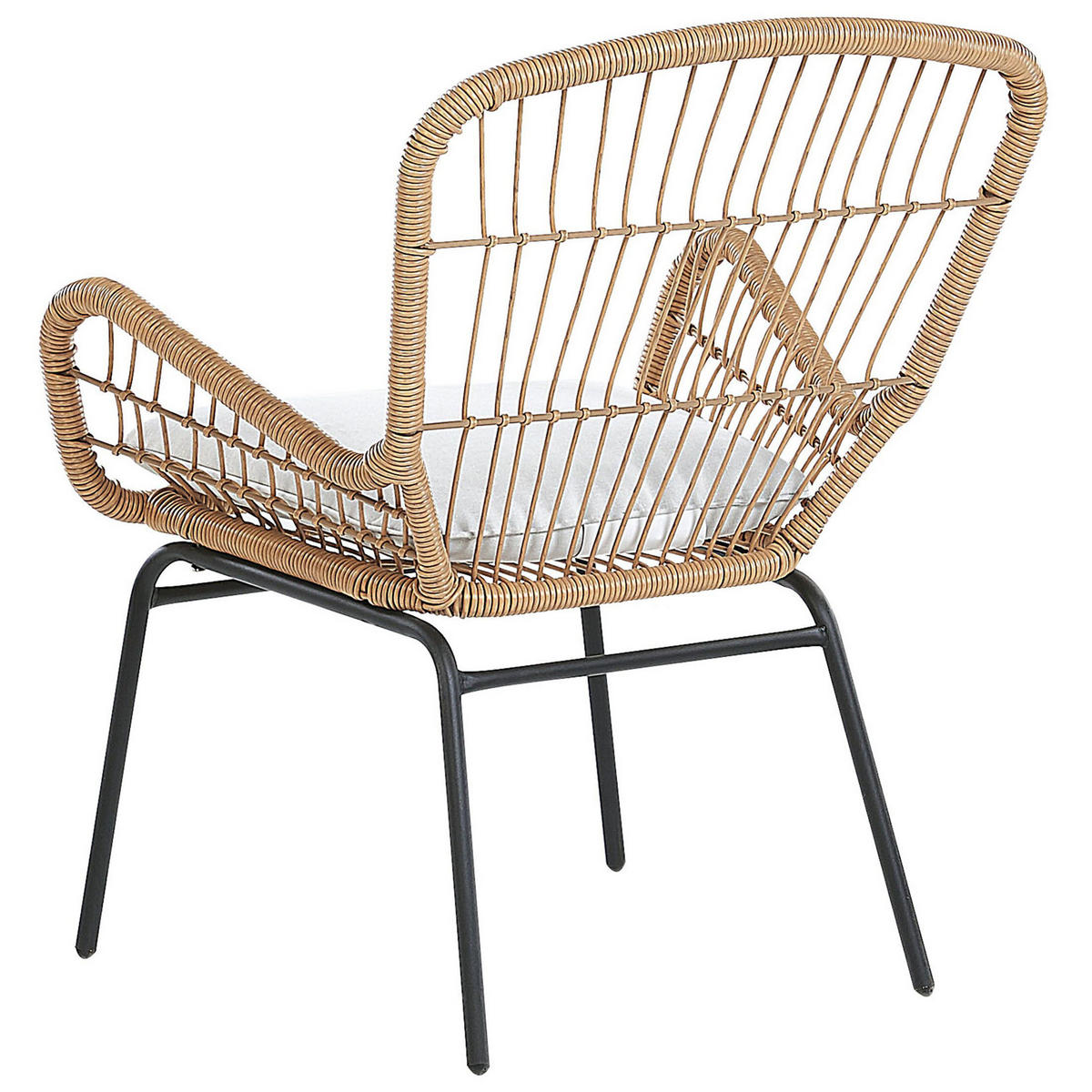 BALKONSET 2-Sitzer Rattan natürlich Auflagen hellgrau Labico - Beige/Schwarz, Kunststoff - Beliani