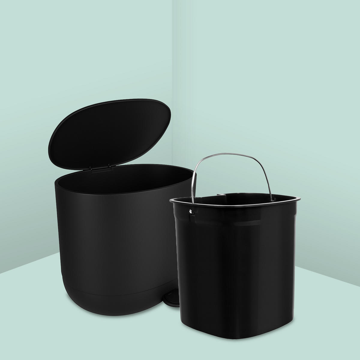 MÜLLEIMER - Schwarz, Kunststoff (26/26/23cm) - Relaxdays