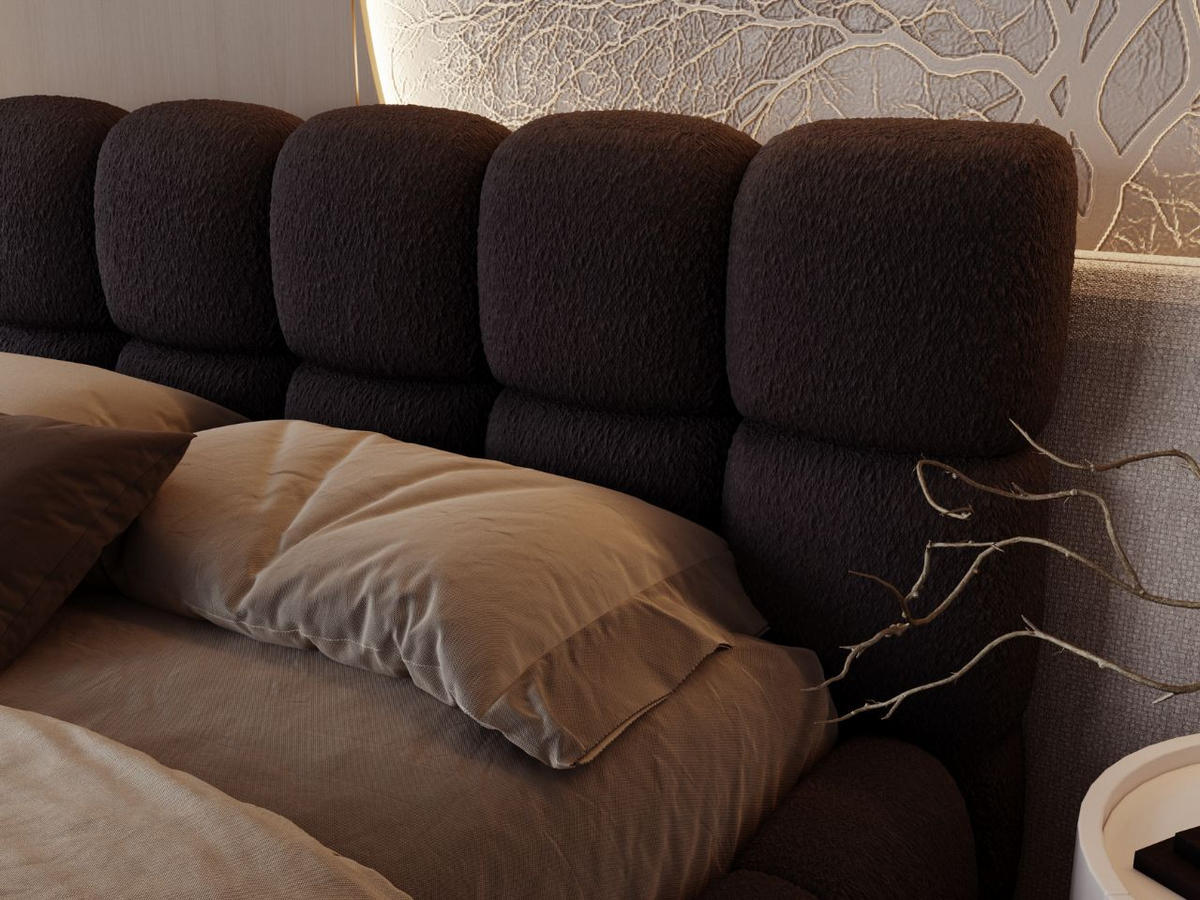 POLSTERBETT Modo 180x200 Bouclé-Stoff Schwarz - Schwarz, Textil (180/200cm) - Graingold