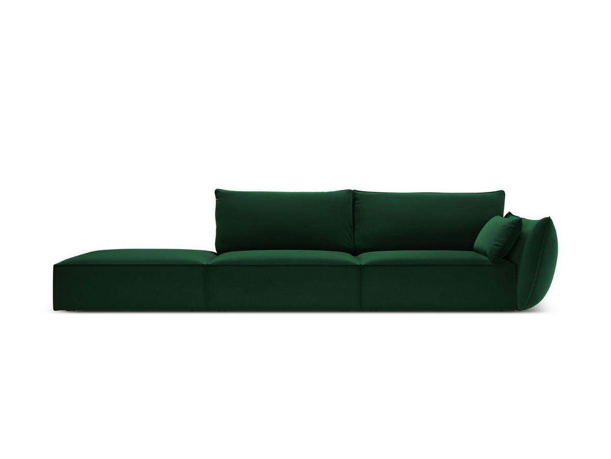 LINKES-SOFA Kaelle aus Samt flaschengrün 4 Sitzplätze - Grün, Textil (110/85/264cm) - Micadoni