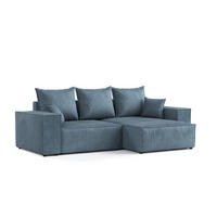 ECKSOFA SENSO mit Schlaffunktion Blau im Wind Stoff - Blau/Schwarz, Holz/Holzwerkstoff (255/148cm) - AltaBeds