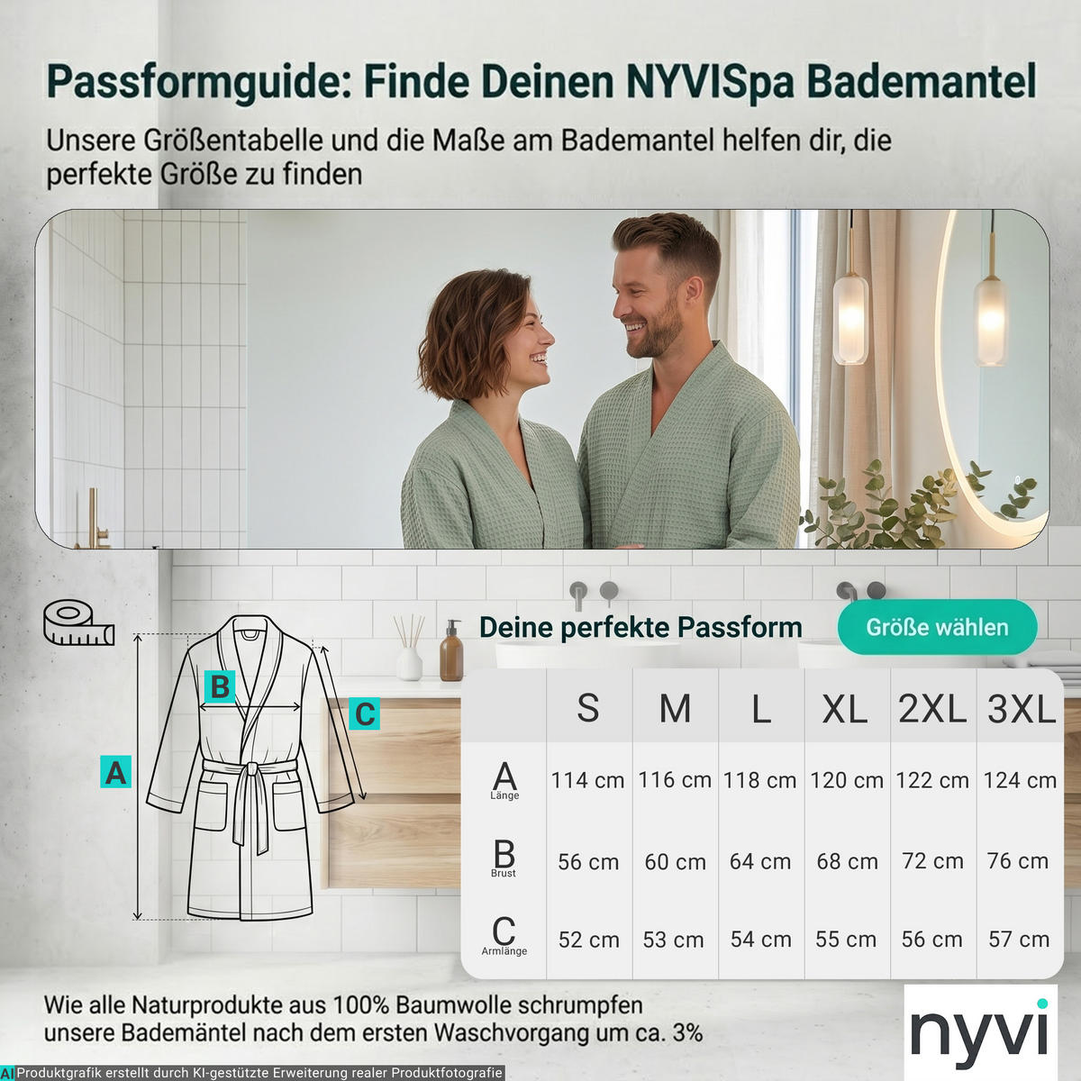 BADEMANTEL NYVISpa Waffelpique XXXL Anthrazit - Anthrazit, Textil (XXXLnull) - NYVI