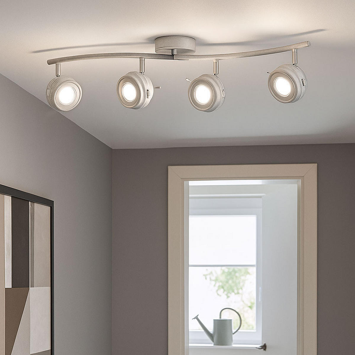 LED DECKENLEUCHTE Metall Grau Antik - Grau, Metall (64/14/16cm) - Globo Lighting