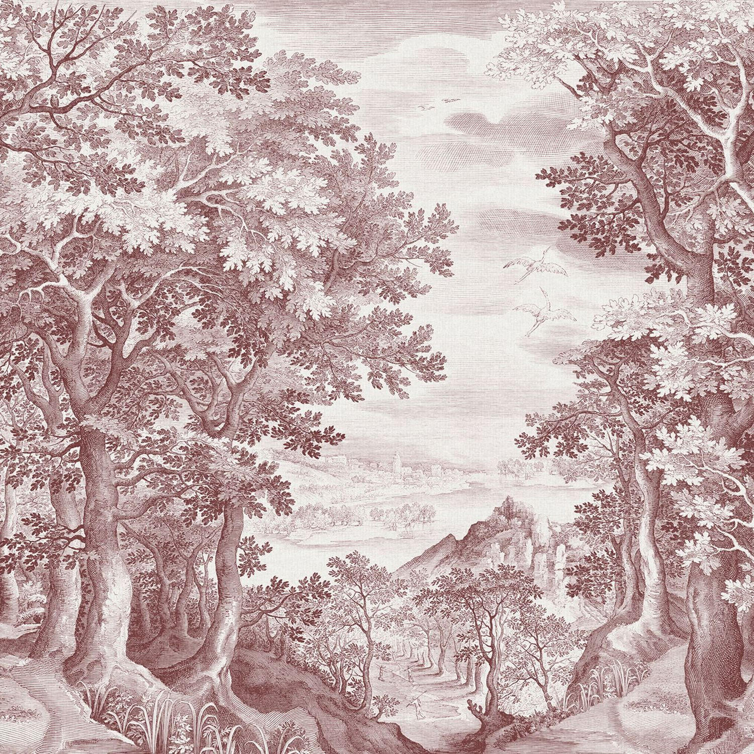FOTOTAPETE Wald 371 x 280 cm - Rot, Papier (371/280cm) - Sanders & Sanders