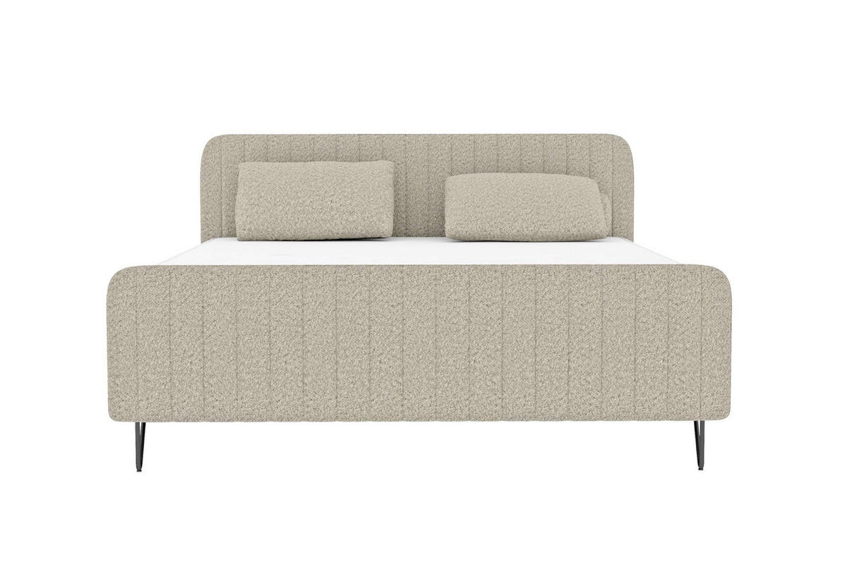 BOXSPRINGBETT LUCIO Bouclé-Stoff Creme 160/200 cm - Creme/Schwarz, Textil/Metall (160/200cm) - 99rooms
