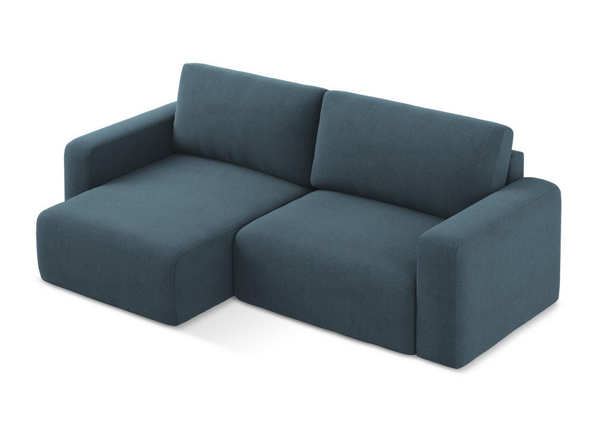 ECKSOFA mit Schlaffunktion links Strukturstoff Stoff Blau - Blau/Pink, Kunststoff/Textil (149/244cm) - Makamii