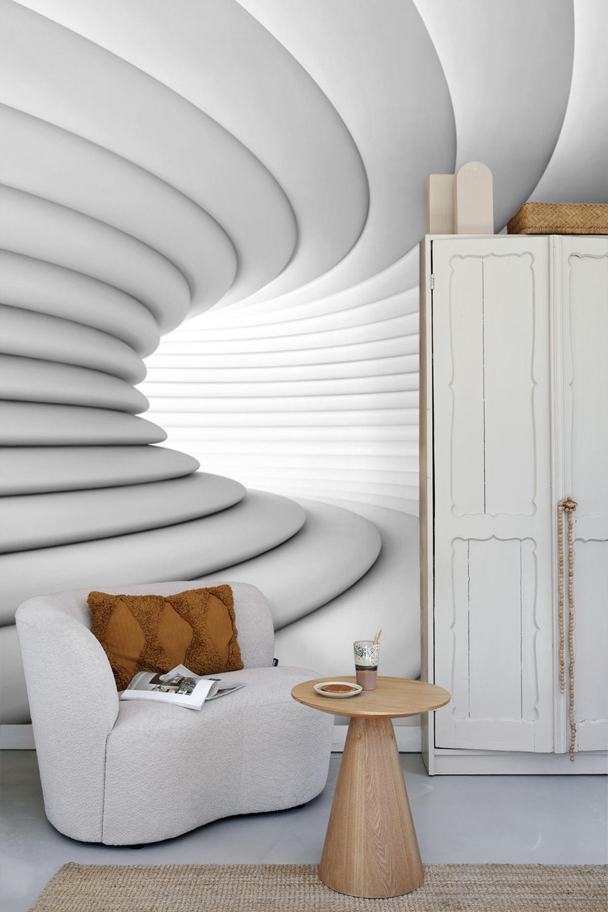 FOTOTAPETE 3D Muster 375 x 270 cm - Weiß, Papier (375/270cm) - Sanders & Sanders