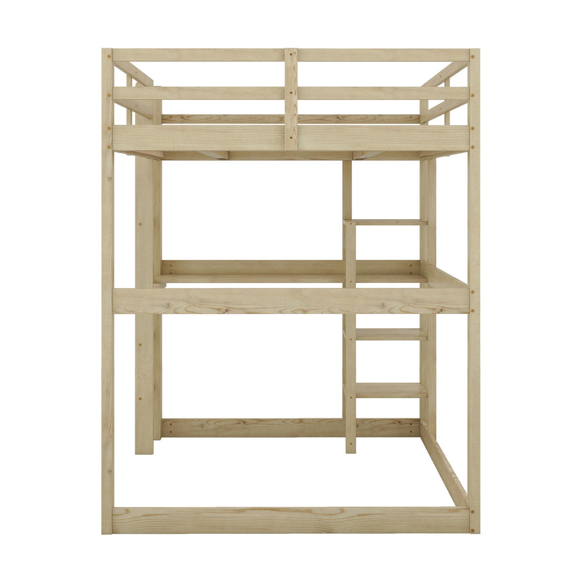 KINDERHOCHBETT aus Kiefernholz 140x200 cm Natur mit Schreibtisch und 4 Ablagefächern - Naturfarben, Holzwerkstoff (140/200cm) - IVMEU