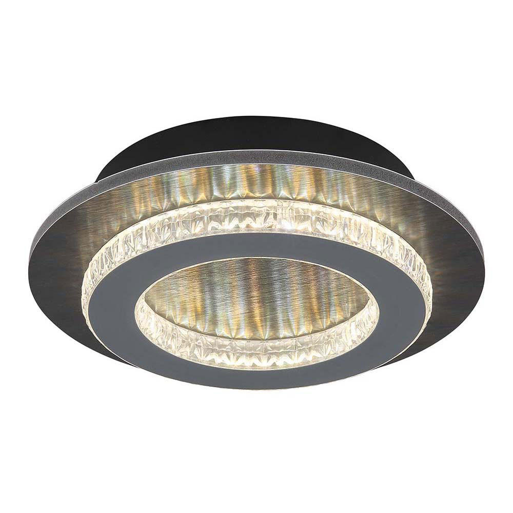 DECKENLEUCHTE JAYDEN, LED, Schwarz, Metall, Kristalloptik - Schwarz, Metall (20/20/5.5cm) - Globo Lighting
