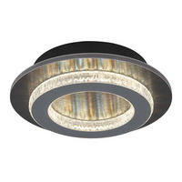 DECKENLEUCHTE JAYDEN, LED, Schwarz, Metall, Kristalloptik - Schwarz, Metall (20/20/5.5cm) - Globo Lighting
