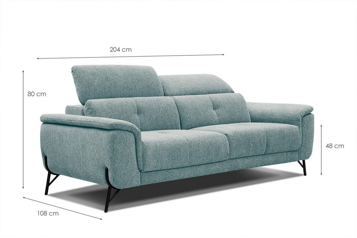 SOFA AVENA 3-Sitzer, mintgrün - Mintgrün, Holzwerkstoff/Textil (204/80/108cm) - Courtois Laville
