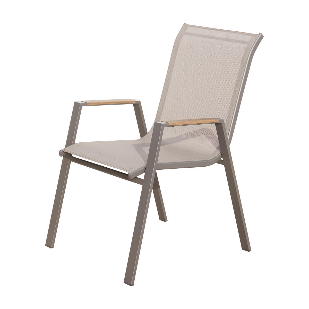 ZAHRADNÍ SADA Valencia, 6 stohovatelných židlí + velký jídelní stůl 200 × 90 cm, stolová deska z Polywoodu, béžová - béžová, kov - Beautysofa