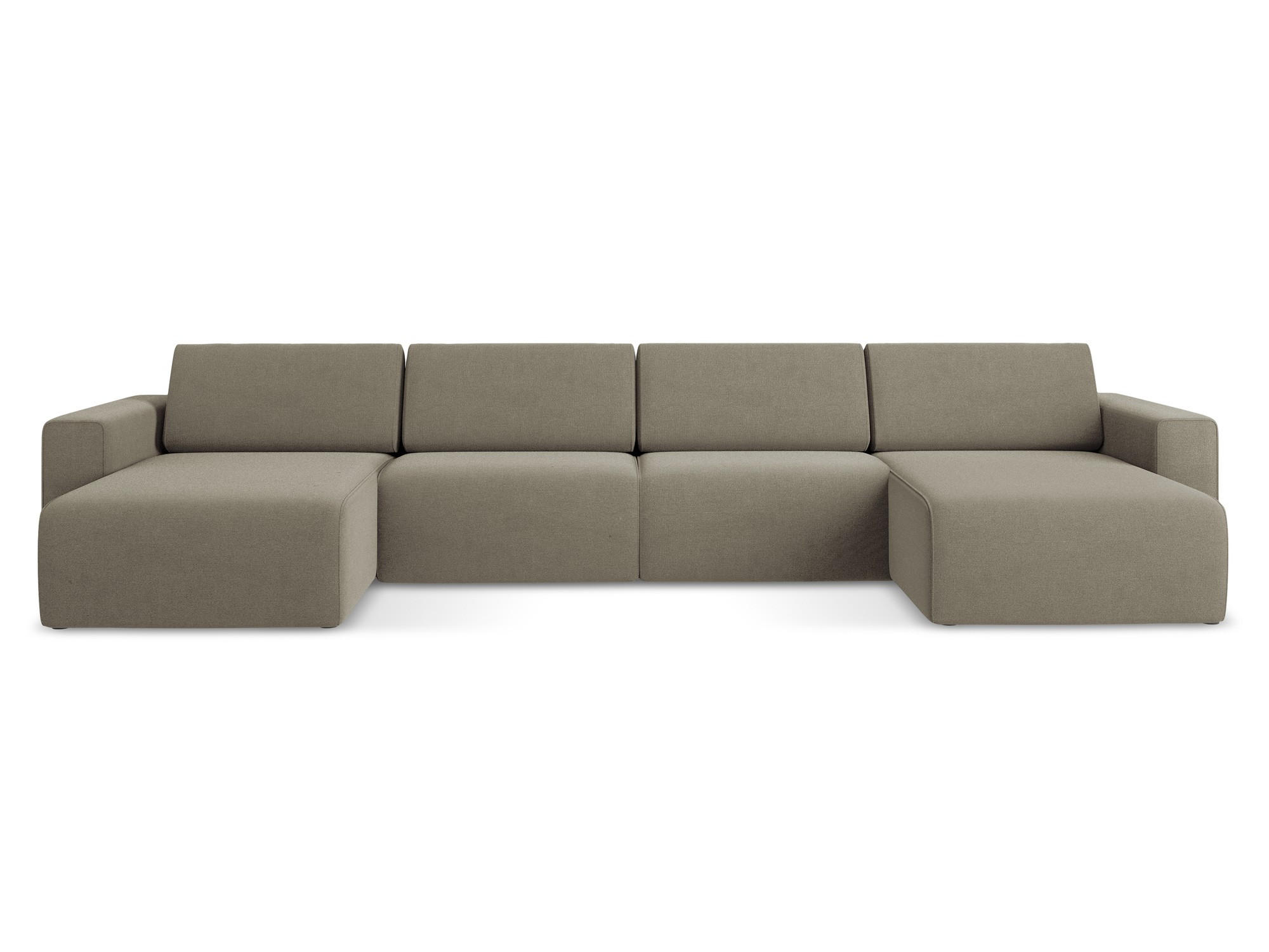 WOHNLANDSCHAFT Strukturstoff Stoff Beige - Beige/Schwarz, Kunststoff/Textil (404/80/167cm) - Makamii