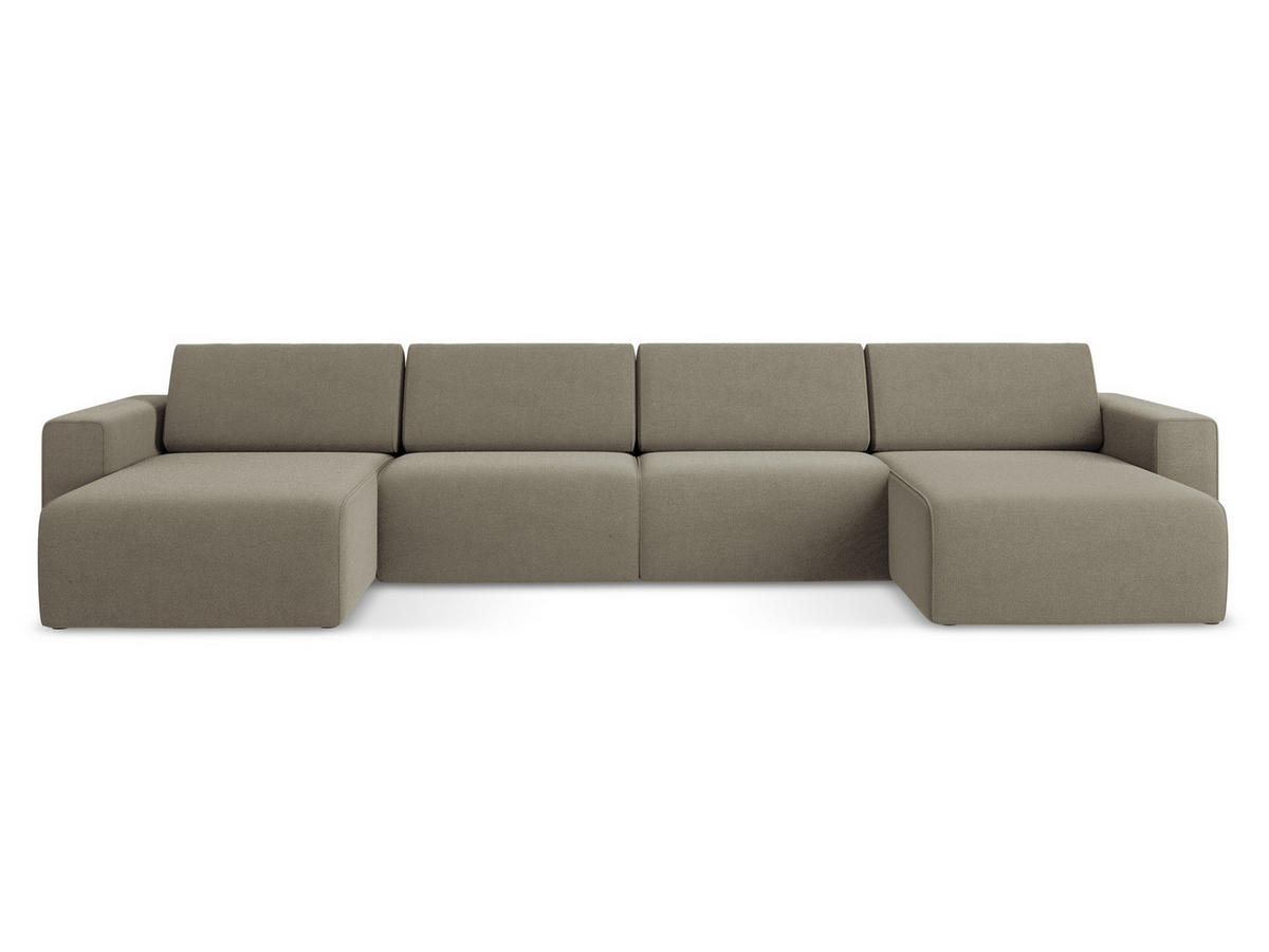 WOHNLANDSCHAFT Strukturstoff Stoff Beige - Beige/Schwarz, Kunststoff/Textil (404/80/167cm) - Makamii