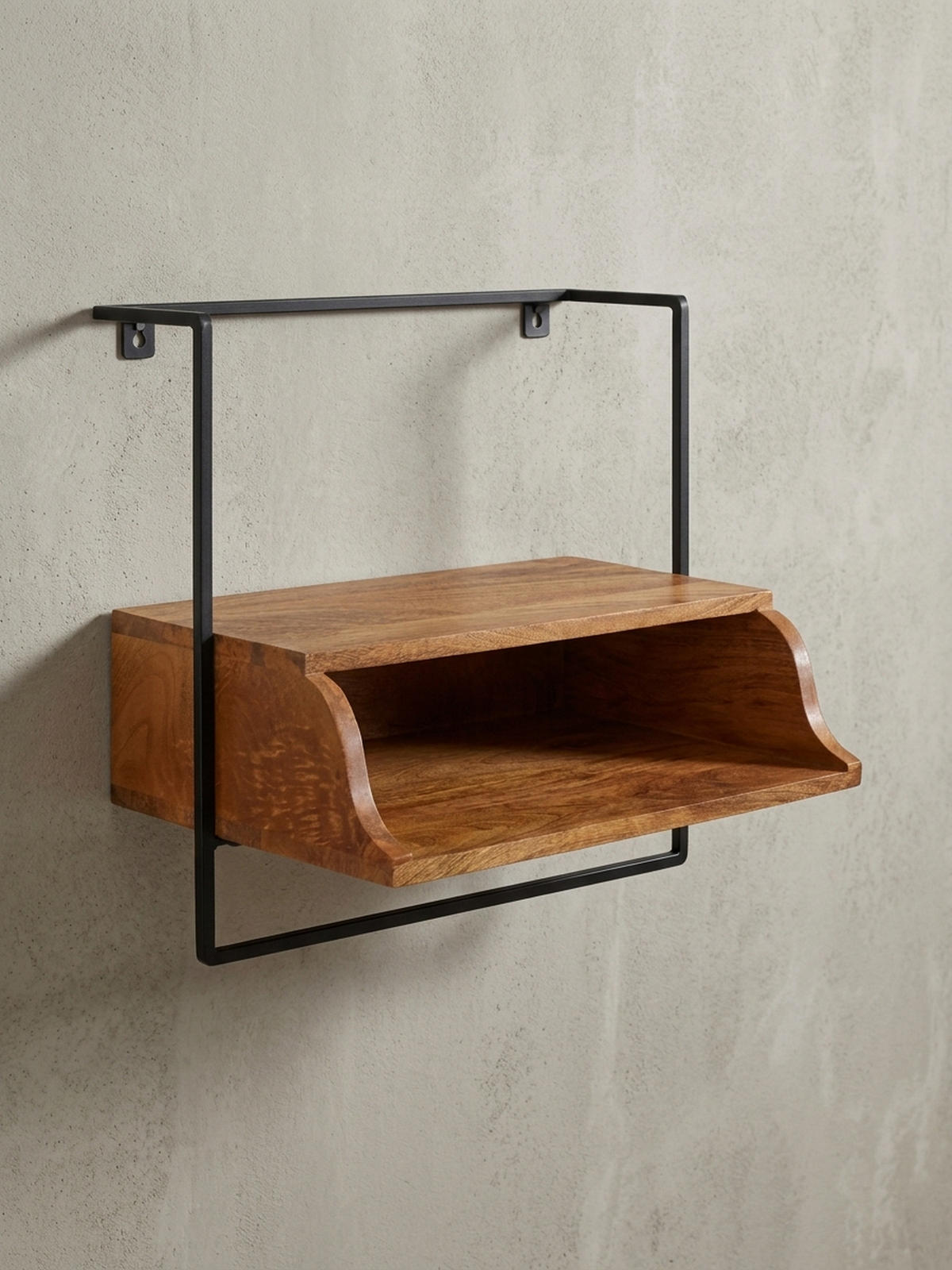 WANDKONSOLE Mango Massivholz Industrial Stil 44x45x35 cm - Schwarz/Braun, Holz/Metall (44/45/35cm) - KADIMA DESIGN